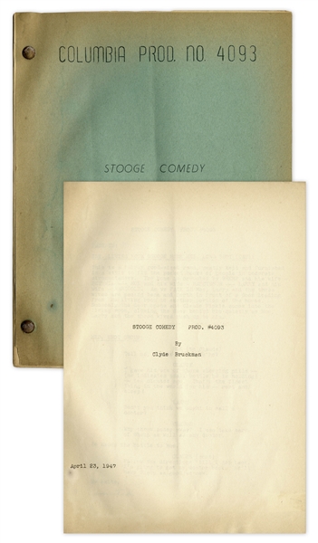 Moe Howard's 30pp. Script Dated April 1947 for The Three Stooges Film ''Pardon My Clutch'' -- With Annotation in Moe's Hand -- Very Good Condition